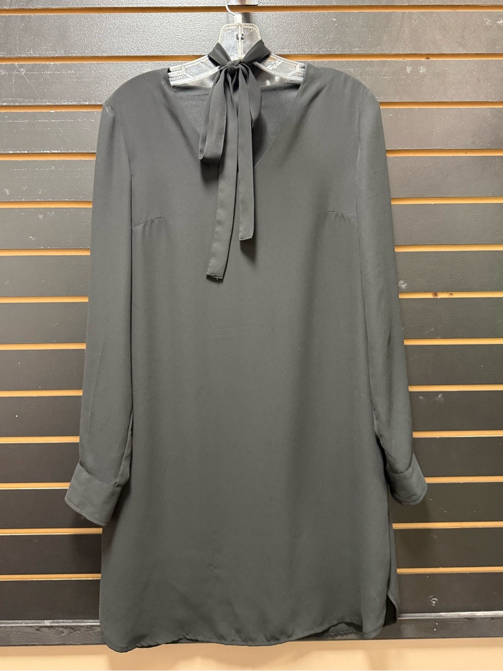 Who What Wear Black Tie Neck Long Sleeve Shift Dress Size Small
